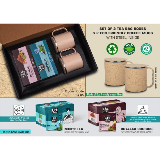 Personalized Eco Mugs with 2 Tea Bag Boxes Gift Set Personalized Eco Mugs with 2 Tea Bag Boxes Gift Set