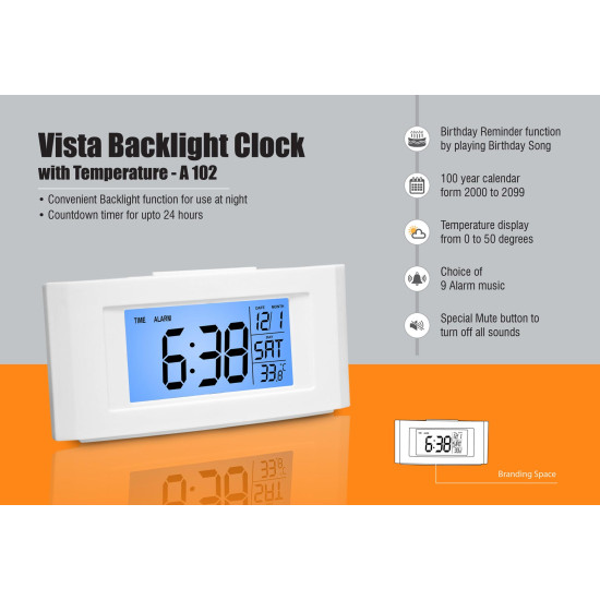 Personalized Vista Backlight Clock with Temperature
