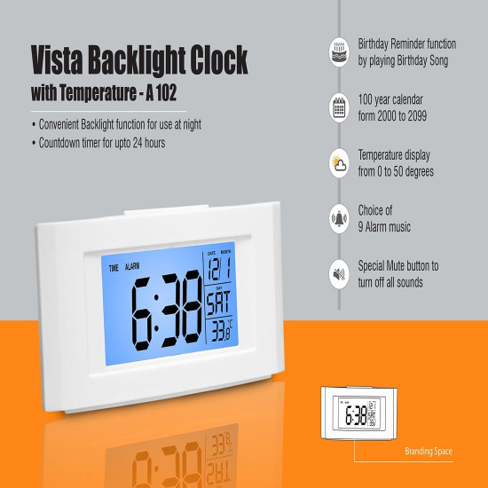 Personalized Vista Backlight Clock with Temperature