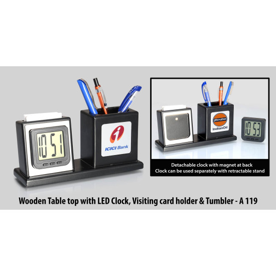 Personalized Wooden Table Top LED Clock 