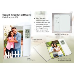 Personalized Clock With Temperature And Magnetic Photo Frame