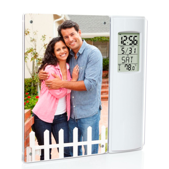 Personalized Clock With Temperature And Magnetic Photo Frame