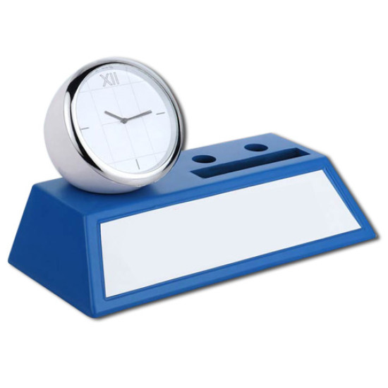 Personalized Table Clock with Double Pen Holder Card Holder