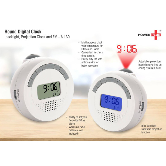 Personalized Round Digital Clock with Projection Clock 