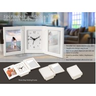 Customized 3 Pc Folding Alarm Clocks with Photo Frame and Mirror