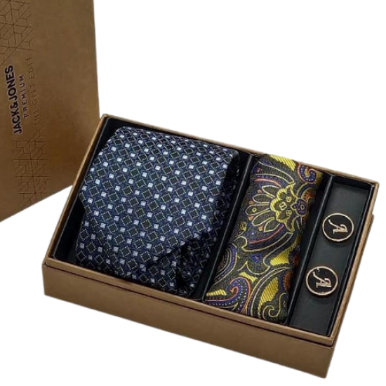 Superior Tie Pocket Square and Cufflink Customized Gift Set
