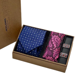 Jack & Jones Dotted Tie Pocket Square & Cufflinks Gift Box