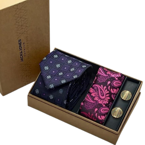 Jack & Jones Abstract Pattern Printed Tie & Cufflinks Gift Box Jack & Jones Abstract Pattern Printed Tie & Cufflinks Gift Box