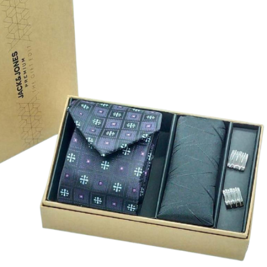 Stylish Tie Pocket Square and Cufflink Customized Gift Set